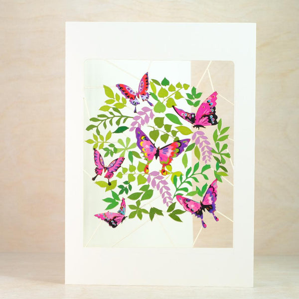'Butterflies on Leaves' Laser Cut Blank Card