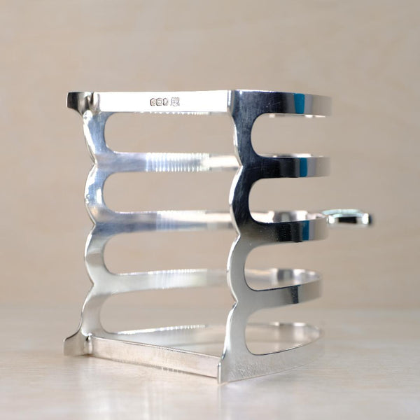 Vintage Sterling Silver Toast Rack, Hallmarked Sheffield 1945.