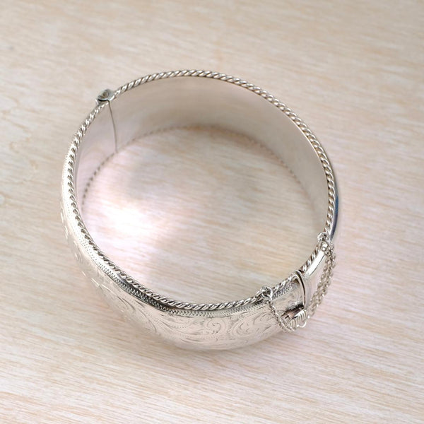 Vintage Wide Sterling Silver Bangle Bracelet, Hallmarked Birmingham, 1959