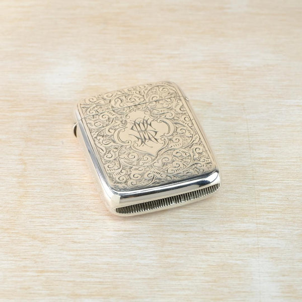 Antique Silver Vesta Case, Hallmarked Birmingham, 1888.