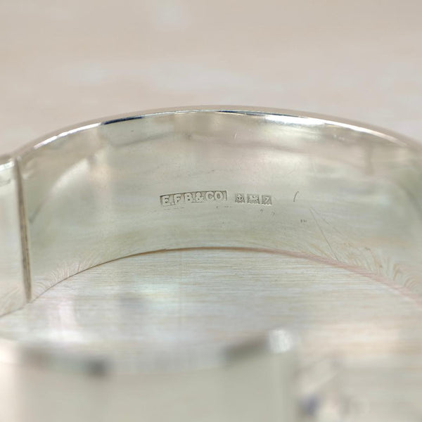 Vintage Engraved Silver Bangle Bracelet, Hallmarked in Birmingham in 1958