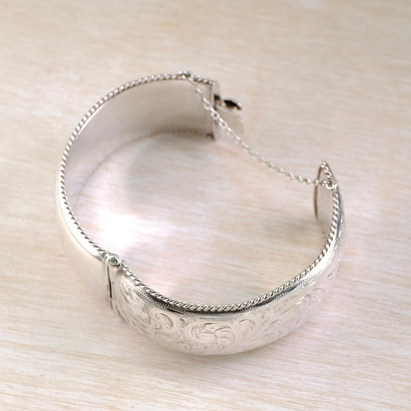 Vintage Wide Sterling Silver Bangle Bracelet, Hallmarked Birmingham, 1959