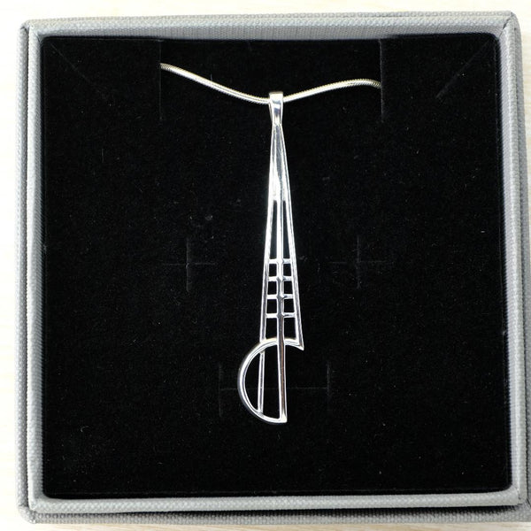 Vintage Sterling Silver Charles Rennie Mackintosh Style Pendant Necklace.