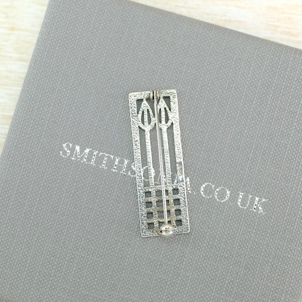 Vintage Sterling Silver Mackintosh Style Rectangular Brooch.