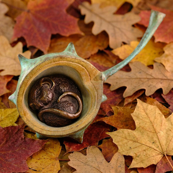 Bronze "Mouse in Conker" Sculpture by David Meredith.