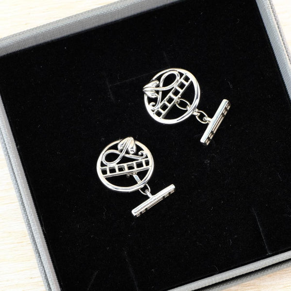 Vintage Hallmarked Sterling Silver Mackintosh Style Silver Cufflinks