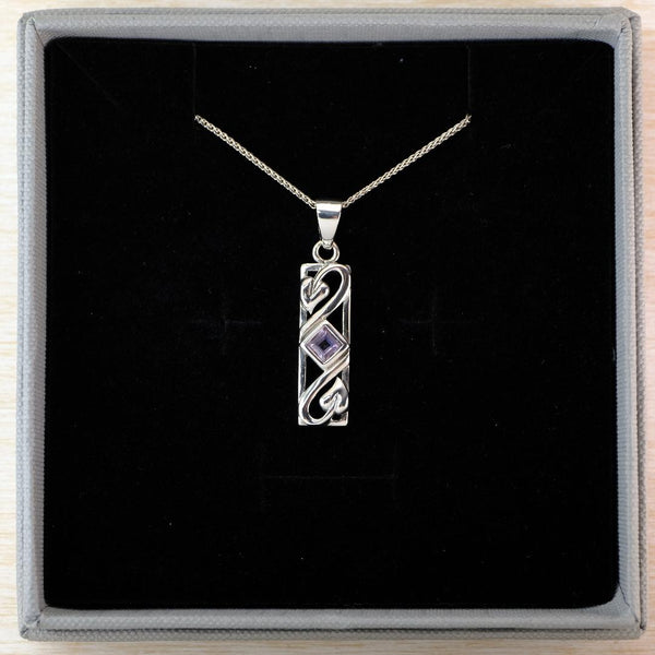 Vintage Arts And Crafts Style Sterling Silver and Amethyst Pendant