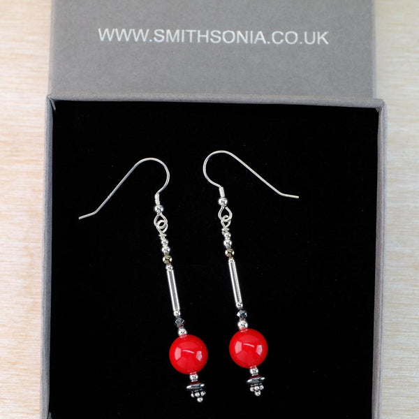 Vintage Beads and Silver Long Drop Earrings.