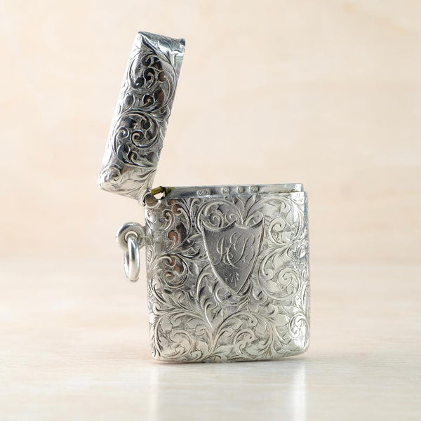 Antique Silver Vesta Case, Hallmarked Birmingham, 1898.