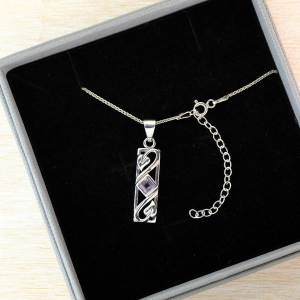 Vintage Arts And Crafts Style Sterling Silver and Amethyst Pendant