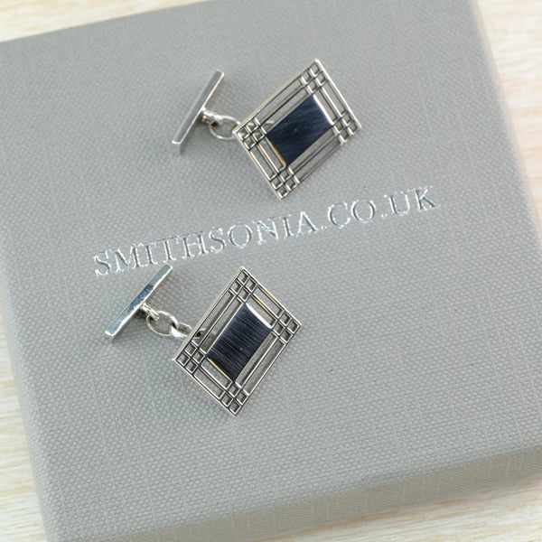 Vintage Sterling Silver Mackintosh Style Silver Cufflinks
