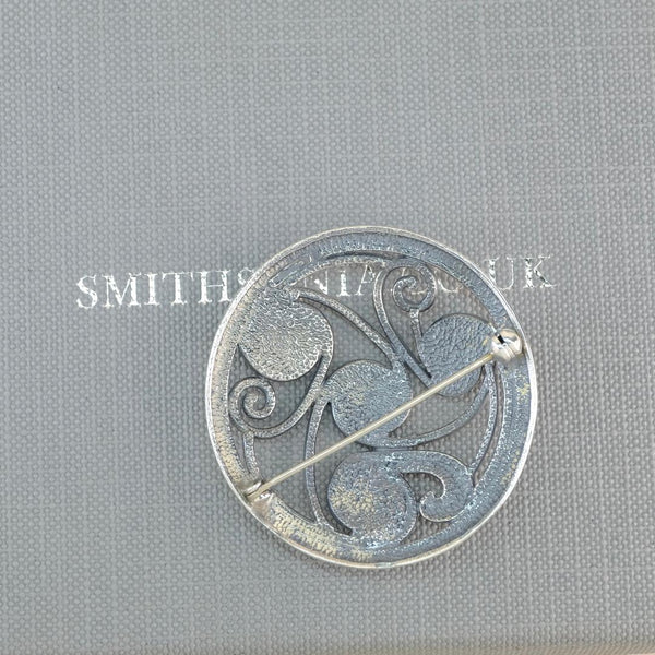 Vintage Round Celtic Style Sterling Silver Brooch.