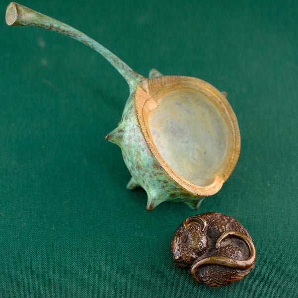 Bronze "Mouse in Conker" Sculpture by David Meredith.