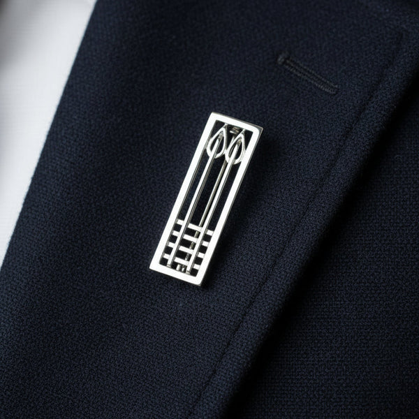 Vintage Sterling Silver Mackintosh Style Rectangular Brooch.