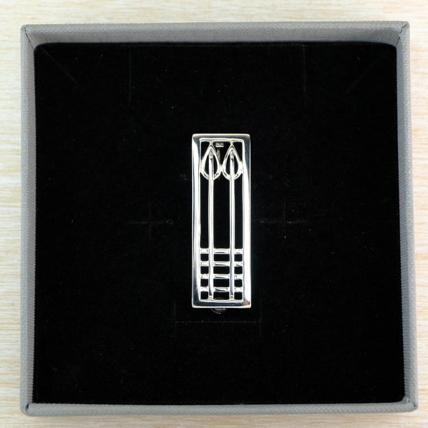 Vintage Sterling Silver Mackintosh Style Rectangular Brooch.