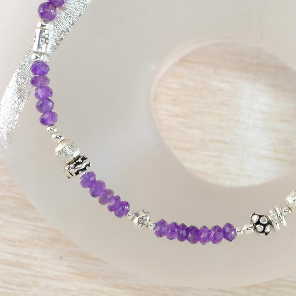 Gemstone and Sterling Silver Bracelet with Amethysts by Emily Merrix.