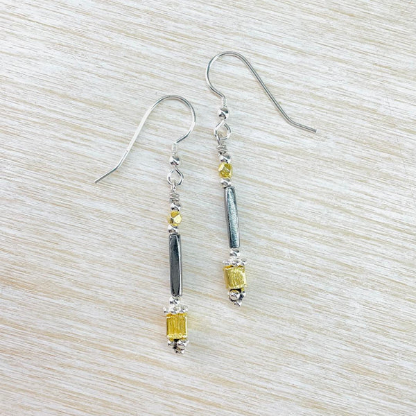 Mixed Sterling Silver and Gold Plated Bead Earrings by Emily Merrix.