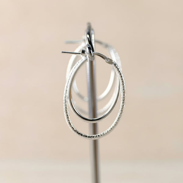 Sterling Silver Double Oval Hoop Earrings by JB Designs.