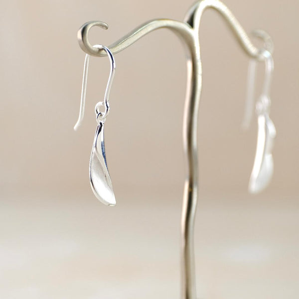 Satin and Polished Silver Drop Earrings With Delicate Twist by JB Designs.