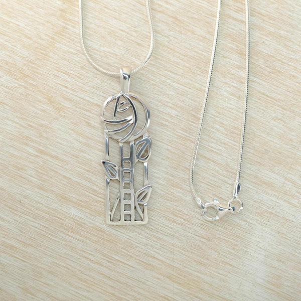 Vintage Sterling Silver Pendant Inspired by Charles Rennie Mackintosh.