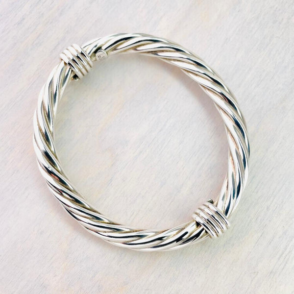 Sterling Silver Bangle With Twisted Strands