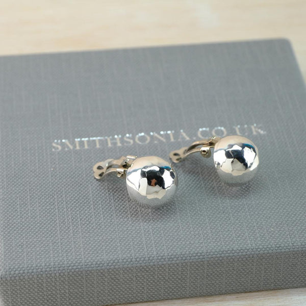 Sterling Silver Domed Clip-On Earrings.