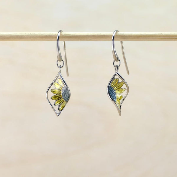 Sterling Silver and Enamel 'Sunflower' Earrings by Nicole Barr.