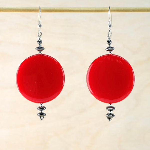 Vintage Beads with Silver and Hematite Drop Earrings.