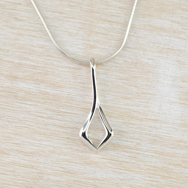 Elongated Open Teardrop Sterling Silver Pendant