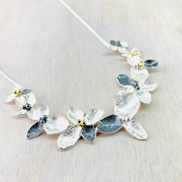 Silver and Gold Plated Flower Necklace by JB Designs.