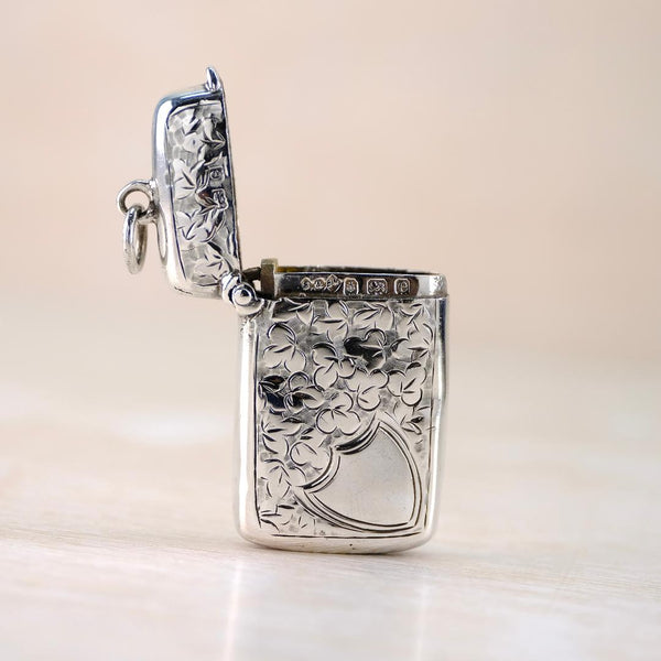 Antique Sterling Silver Vesta Case, Hallmarked Birmingham 1904.
