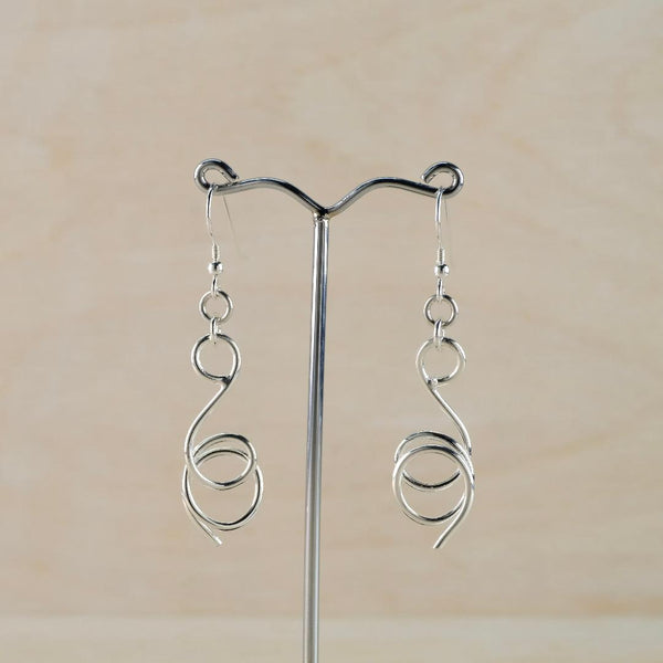 Sterling Silver Twisty Drop Earrings by JB Designs.