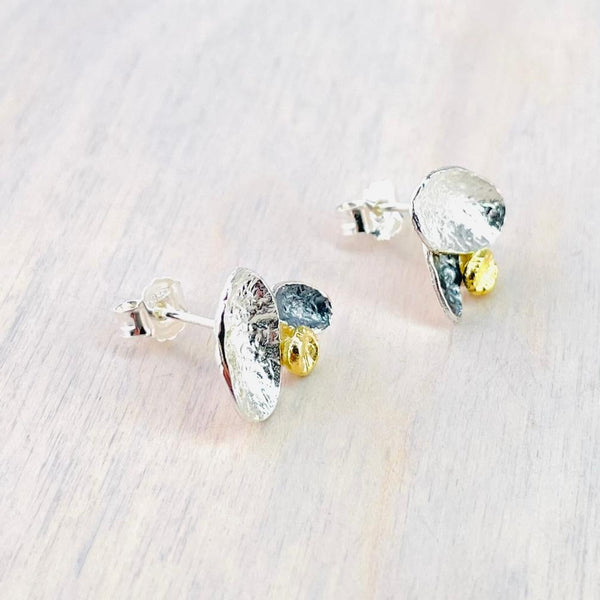 Three Colour Silver Stud Earrings by JB Designs.