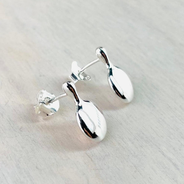 Highly Polished Silver Stud Earrings by JB Designs.