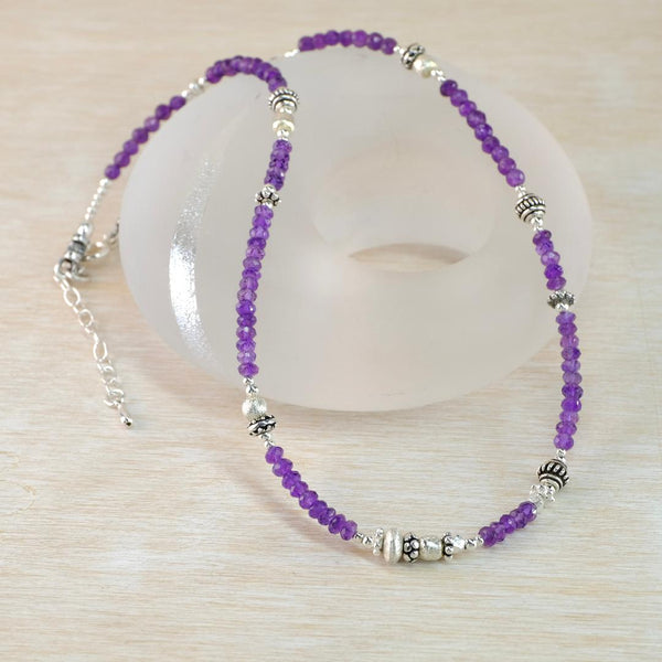 Gemstone and Silver Necklace With Amethysts by Emily Merrix.