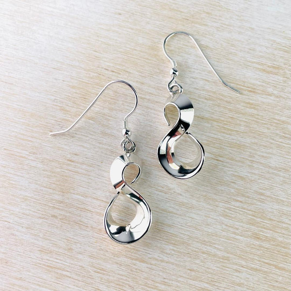 Sterling Silver Figure-Of-Eight Drop Earrings.