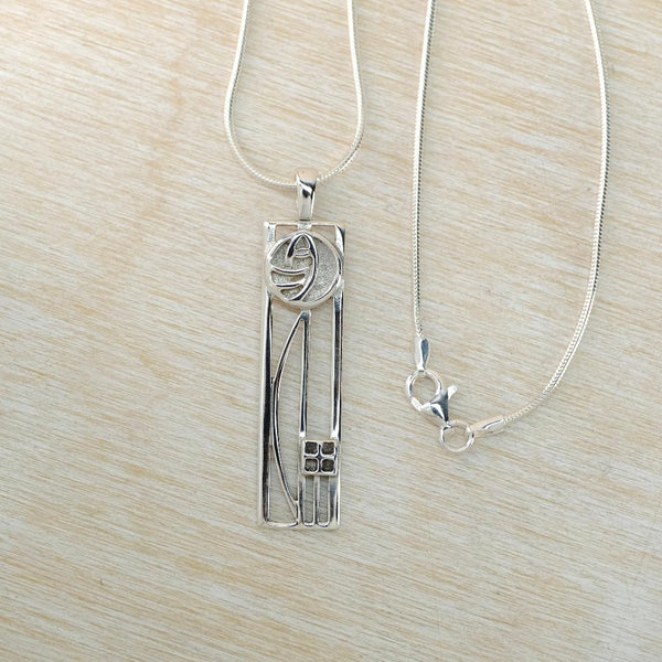 Vintage Sterling Silver Pendant Inspired by Charles Rennie Mackintosh.