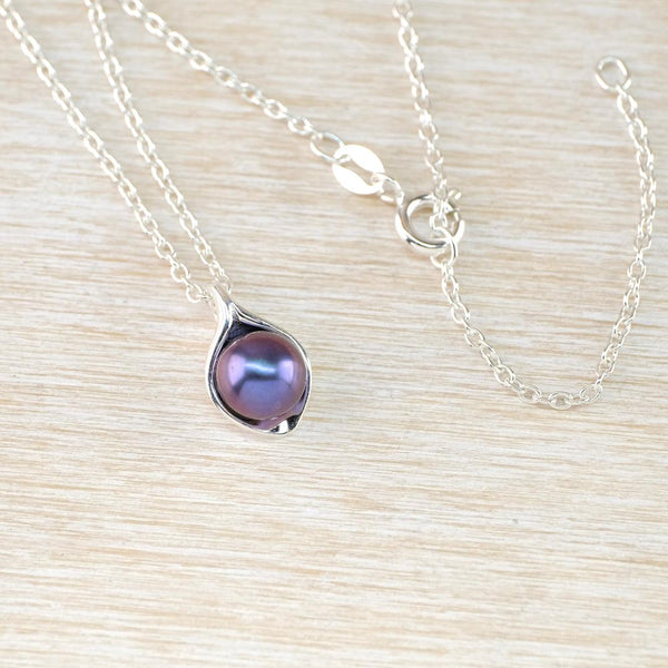 Sterling Silver and Peacock Pearl Pod Pendant.