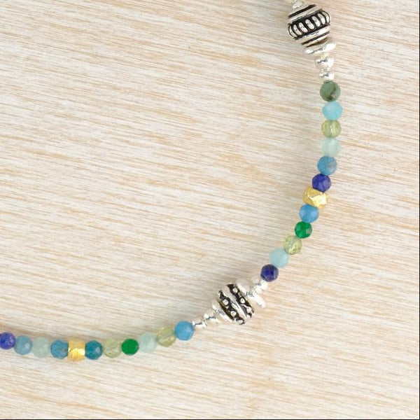 Gemstone and Silver Bead Bracelet by Emily Merrix.