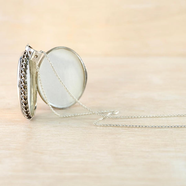 Vintage Sterling Silver Oval Locket Pendant, Hallmarked Birmingham, 1993