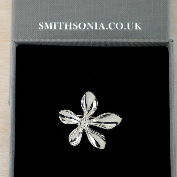 Contemporary Sterling Silver Flower Brooch.