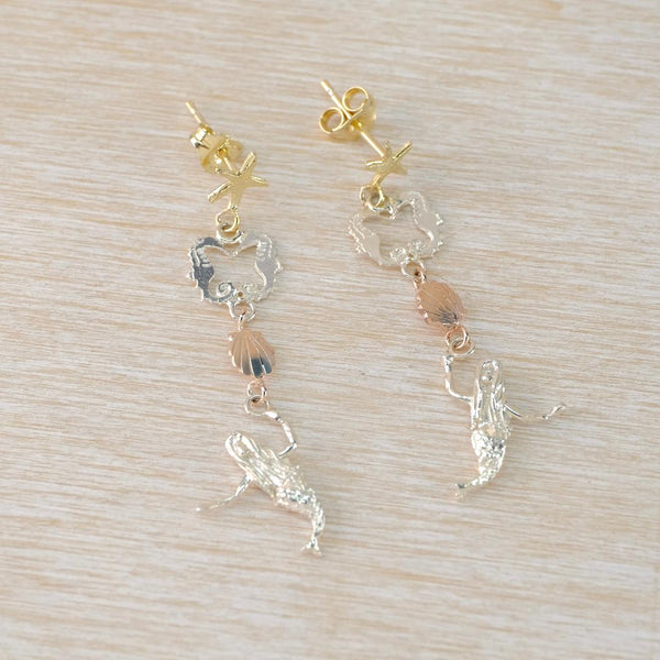 Sterling Silver Mermaid Drop Earrings.