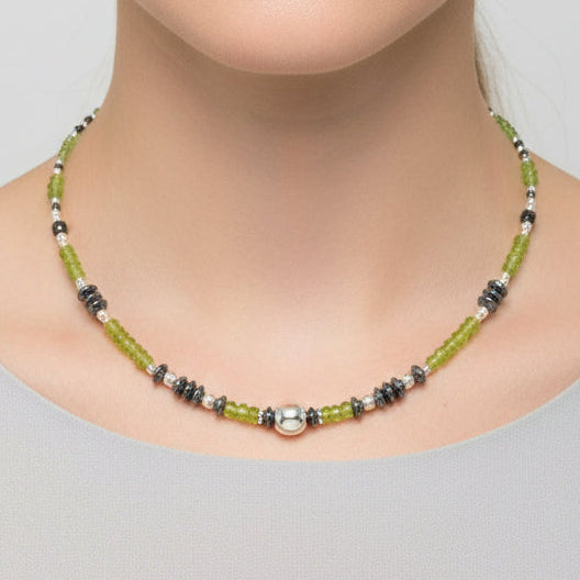 Pretty in Peridot, Gemstone and Sterling Silver Handmade Necklace.