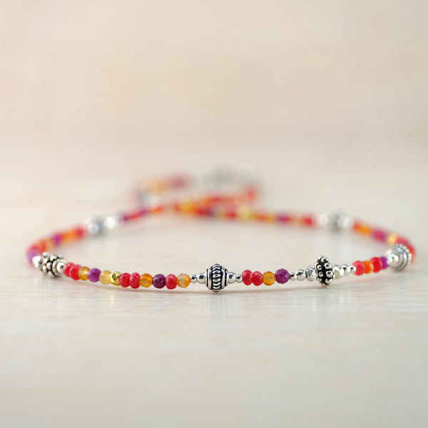 Gemstone and Sterling Silver Necklace with Carnelian by Emily Merrix.