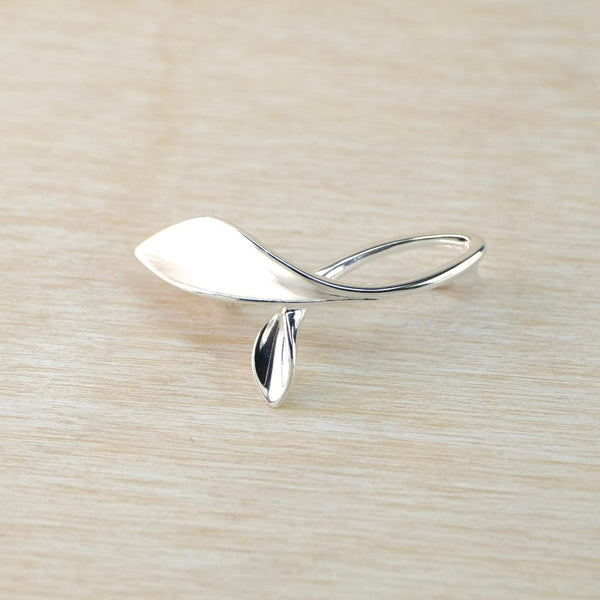 Matt and Polished Sterling Silver "Leaves" Brooch.