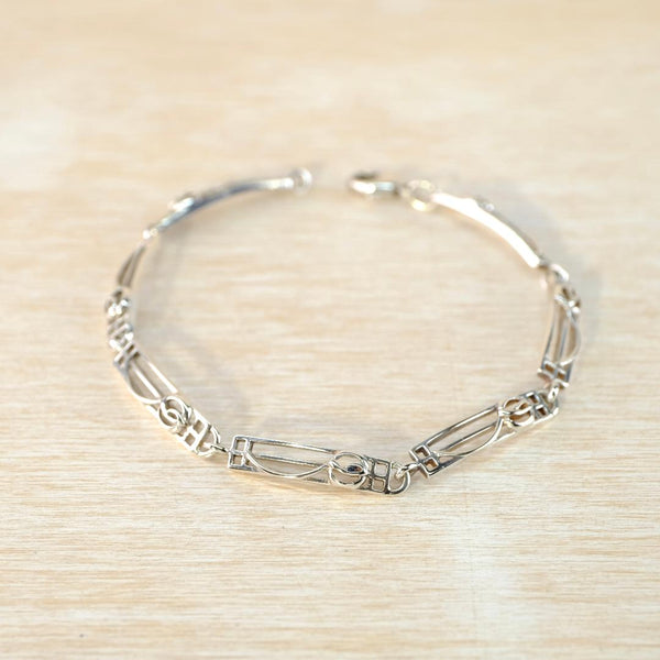 Vintage Silver Link Bracelet with Charles Rennie Mackintosh Style Design.