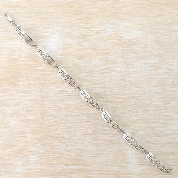 Vintage Silver Link Bracelet with Charles Rennie Mackintosh Style Design.