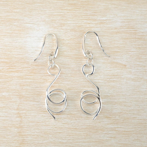 Sterling Silver Twisty Drop Earrings by JB Designs.