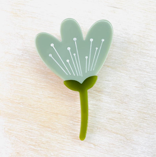 Mint Coloured Resin Flower Brooch.