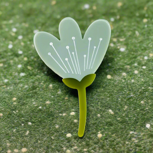 Mint Coloured Resin Flower Brooch.